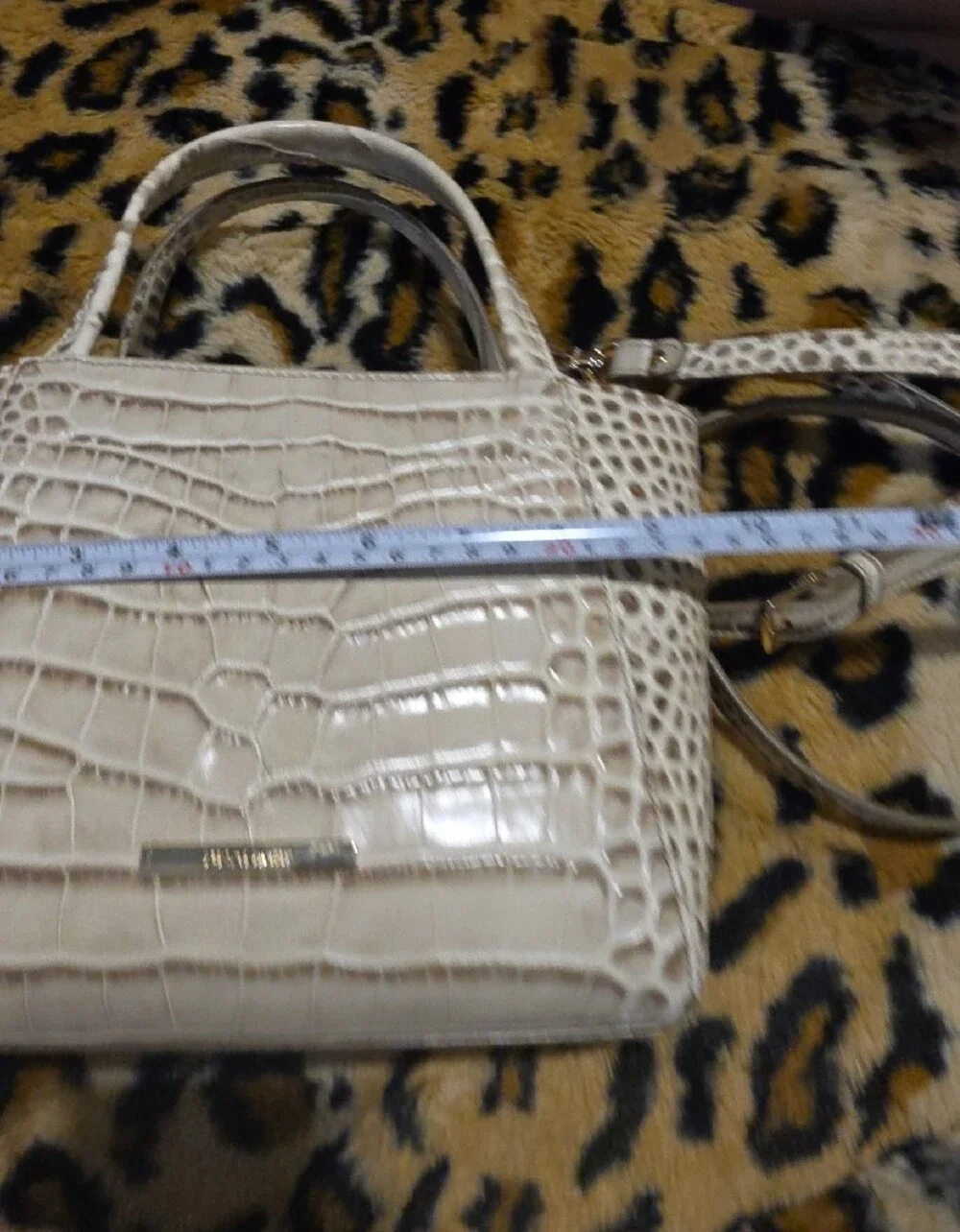 Brahmin Cream Croc-Embossed Satchel with Removable Strap